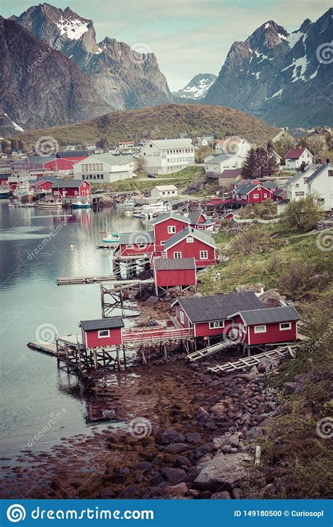 Reine Fishing Village On Lofoten Islands Nordland Norway Stock Photo