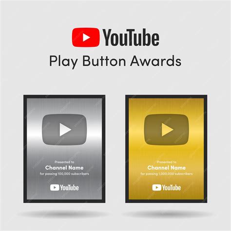 Premium Vector Youtube Silver And Golden Play Buttons Awards
