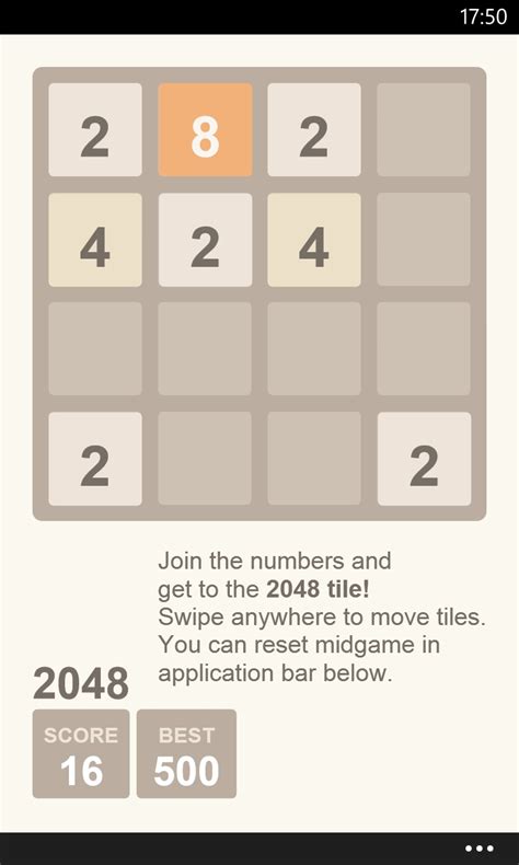 Playing The 2048 Game On Your Windows Phone