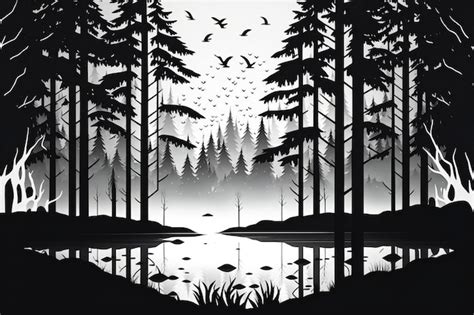 Premium Photo Black And White Forest Scene As Illustration Nature Forests
