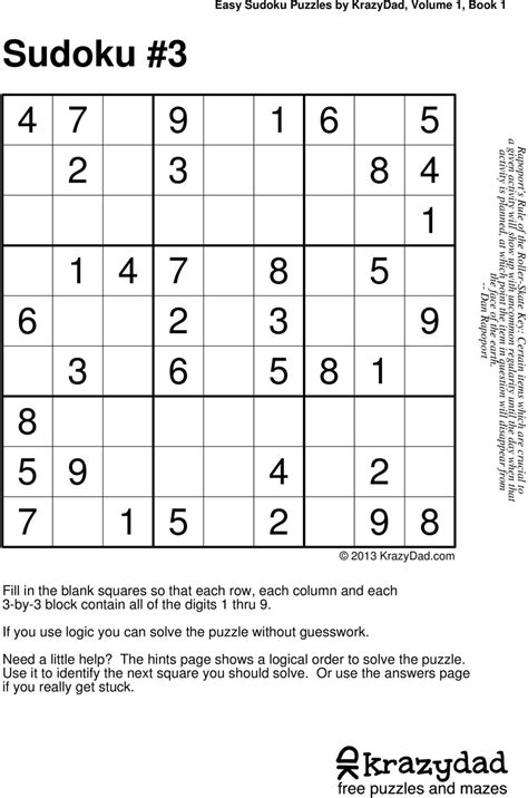 I got caught up in the sudoku puzzle frenzy and created a special blank sudoku grid that has squares for organizing my pencil marks (i.e. Sudoku Puzzles Printable PDF Krazydad | Sudoku Printable