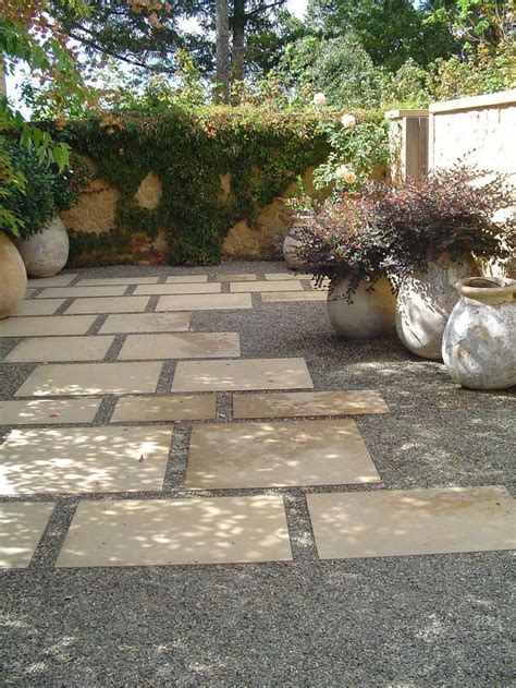 Square Pavers And Pebble Courtyard With Planter Compositions Taken By
