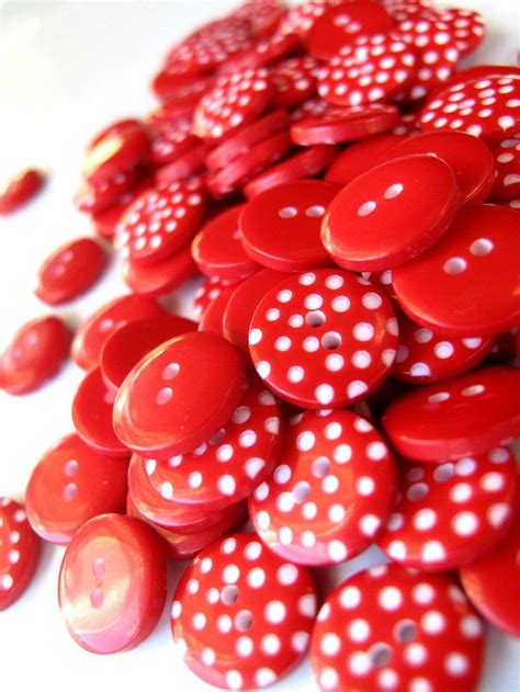 Buttons X100 Red Polka Dot Buttons 1cm Etsy Red Polka Dot Red Dots