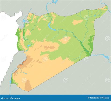 Mapa F Sico Detallado De Siria Ilustraci N Del Vector Ilustraci N De Asia Editable