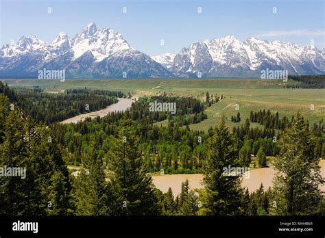 Mt Moran At Oxbow Bend In The Grand Teton National Park Wyoming Stock