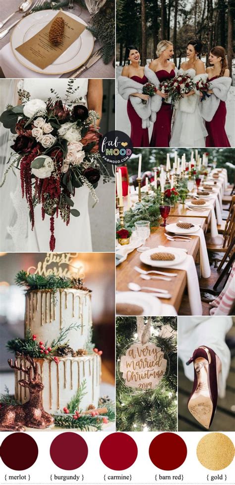 winter wedding inspiration { burgundy red and gold colour theme }