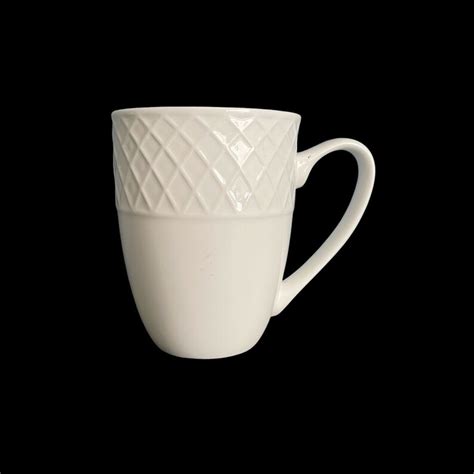Mikasa Trellis White Bone China Coffee Mugs Set Of 4 Lattice Etsy
