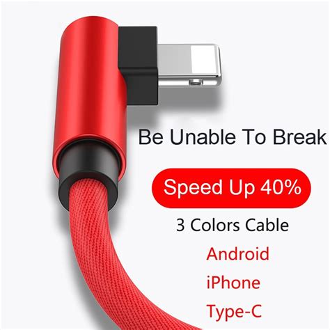 90 Degree Angle Fast Charger Usb Cable Micro Usb Type C Quick