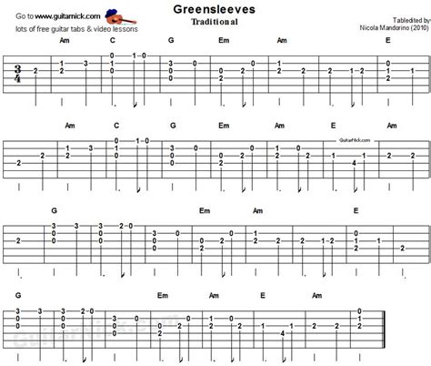 As always, slash's guitar is tuned. Greensleeves - easy song for beginners - guitar tab ...