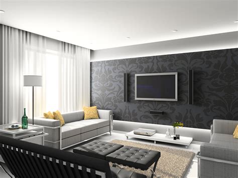 Wallpaper Use In Living Room Contemporary Living Room Design Living