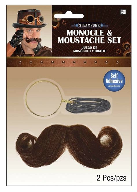 Steampunk Monocle And Moustache Set