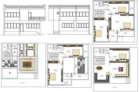 Ground Floor Bungalow Layout Plan In Dwg Autocad File
