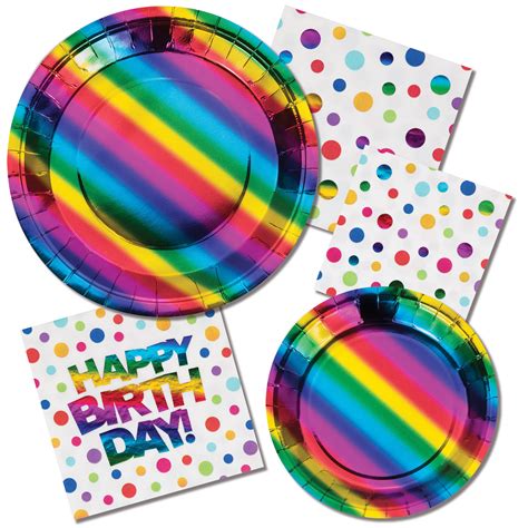 7 Rainbow Foil Paper Plates Rainbow Baby Shower Etsy