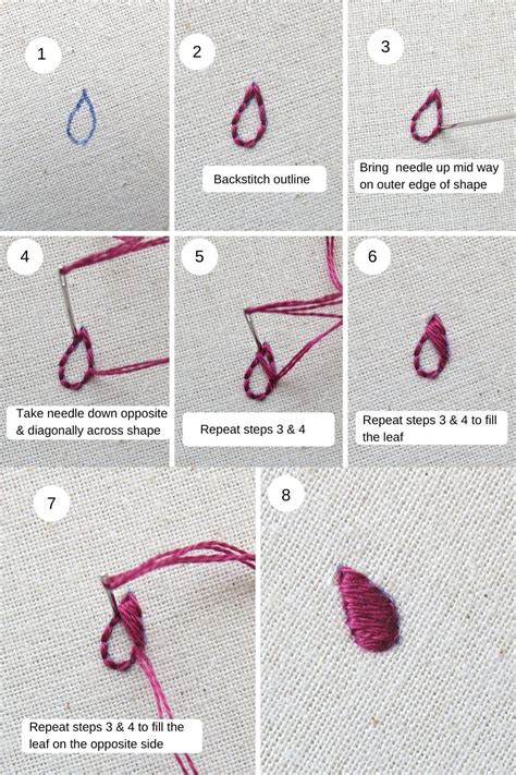 Step By Step Guide For Satin Stitch Hand Embroidery Tutorial Sewing