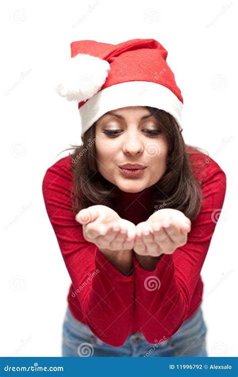 Christmas Young Adult In Red Santa Hat Stock Photo Image Of Caucasian