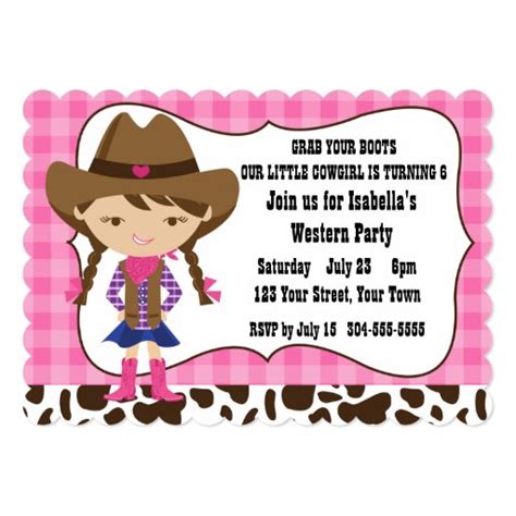 Cowgirl Birthday Party Card Zazzle