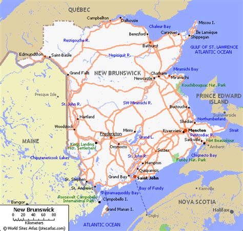 Map Of Roads Of New Brunswick Maps Of Canada Provinces And Territories
