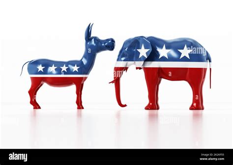 Republican And Democrat Party Political Symbols Elephant And Donkey 3d