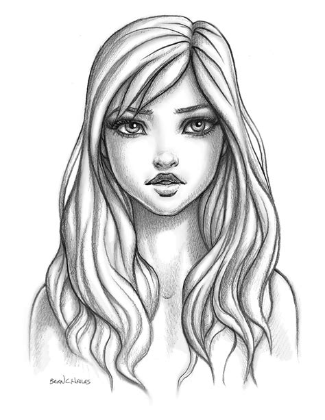 Female Face Sketch At Explore Collection Of Female
