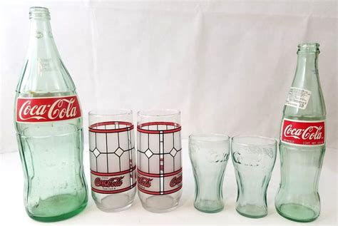 Vintage Coke Coca Cola Glass Bottles Drinking Glasses And Mini Glasses