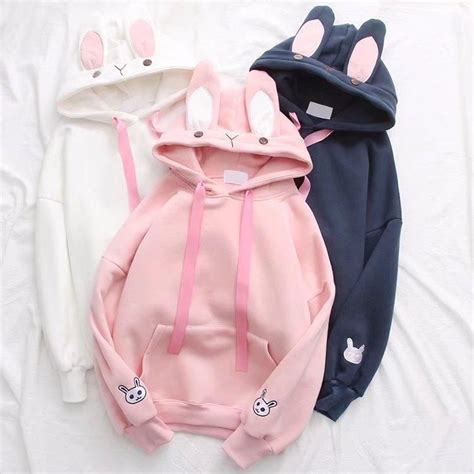 Japanese Cute Embroidery Rabbit Sweater Yv40839 Bunny Ear Hoodie