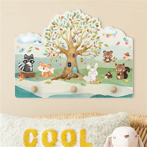 Childrens Coat Rack Watercolour Forest Animals With Etsy