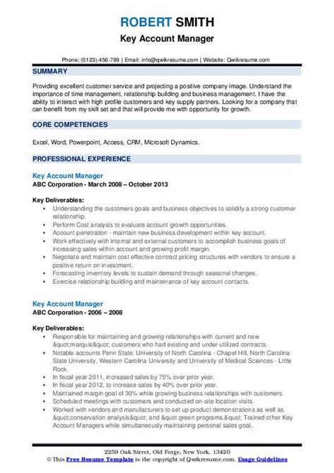 External partners/vendors management (with reference to service level agreement kpis and continuous improvement activities) oversight of meetings and travel management to ensure a lean and compliant e2e process. Key Account Manager Resume Samples | QwikResume