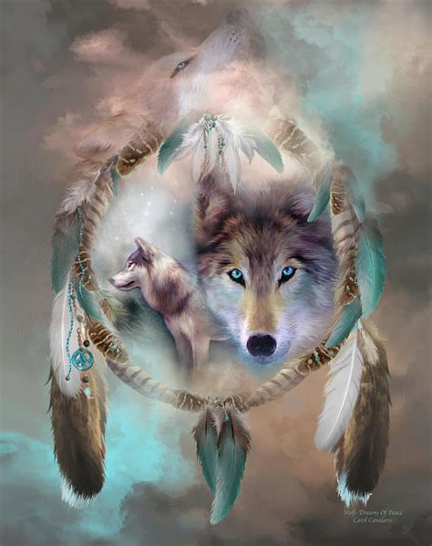 Wolf Dreams Of Peace Mixed Media By Carol Cavalaris Pixels