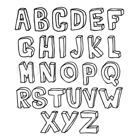 Hand Drawn Lettering 3d Alphabet Vector Colourbox Lettering
