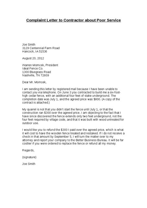 Sample Complaint Letter For Bad Service | scrumps