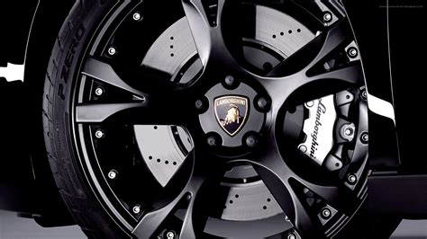 Black Lamborghini 5 Spoke Vehicle Wheel And Tire Car Lamborghini
