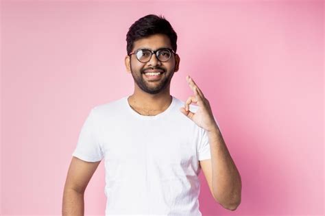 Premium Photo Charming Happy Young Indian Man In Eyewear White T