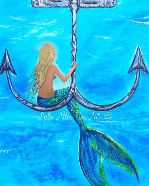 Mermaid Art Mermaid Art Print Giclee Mermaid By Leslieallenfineart