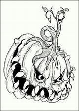 Scary Coloring Halloween Adult Horror Colouring Printable Adults Witch Pumpkin Books Cartoon Hand sketch template