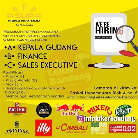 Loker lampung, lowongan kerja bumn, loker bumn, info cpns 2020, loker bank, loker online, bursa lampung, loker bandar lampung, loker freelance, karir lampung, lowongan kerja lampung. Lowongan Kerja PT. Sukses Utama Perkasa Bandung Desember 2019 - Info Loker Bandung 2020