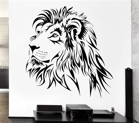 Lion Wall Decal Tribal Zoo Predator Animal Vinyl Stickers Art Mural