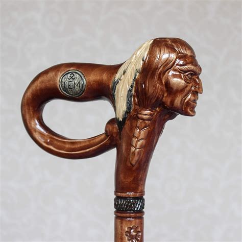 American Indian Walking Stick Cane Hand Carved Handmade