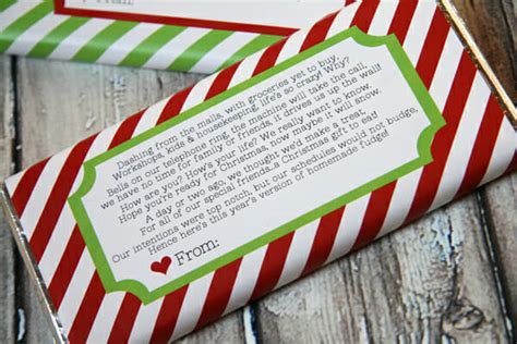 I made some christmas candy bar wrappers that take minutes to print and add. Candy Bar Wrapper Holiday Printable - Our Best Bites