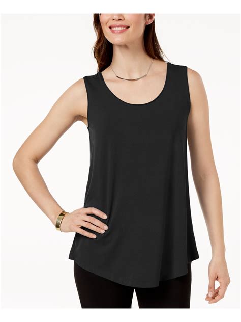 Jm Collection Womens Black Solid Sleeveless Scoop Neck Tank Top Size Pp