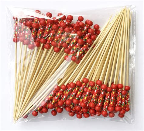 Cocktail Sticks 100 Counts Wooden Toothpicks Party Supplies Frill Finger Food Fruits Sandwich
