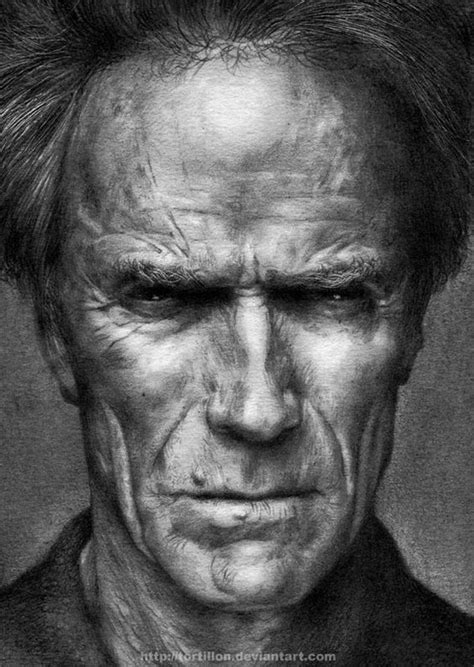 Pencil Drawing Clint Eastwood Pencil Drawings Portrait Au Crayon