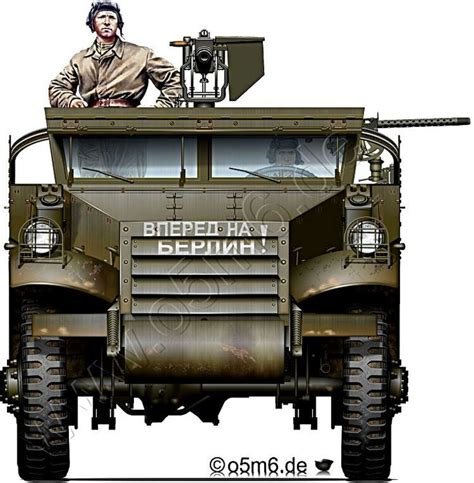 White M3a1 Scout Car Forward To Berlin Ww2 Soviet Afvtransport