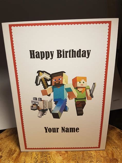 minecraft style birthday card uk handmade