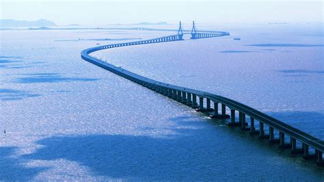 Donghai Bridge China Hangzhou Tianjin Qingdao Bay Bridge Worlds