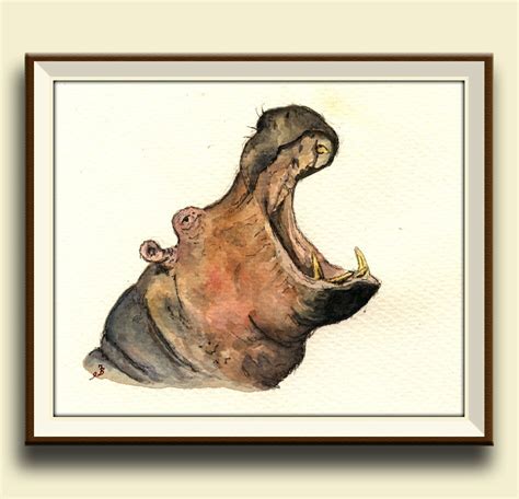 Print Hippo Animal Hippopotamus Painting Print Art Hippo