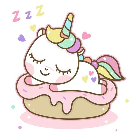 Premium Vector Cute Unicorn Sleep On Cupcake