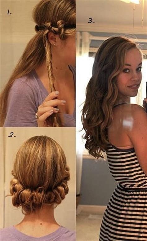 Part your hair in several sections, and slightly pull each section so that your hair remains in a straight form. 10 DIY No Heat Curls TUTORIALS - Top Inspired