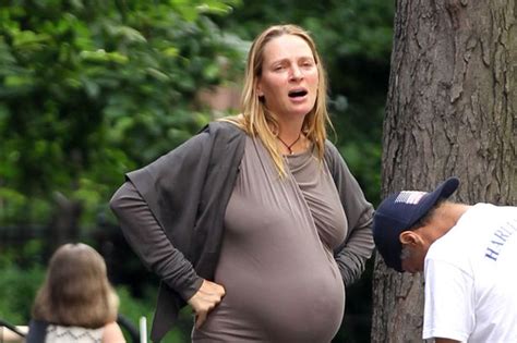 Heavily Pregnant Uma Thurman Looks Ready To Give Birth Any Day Now