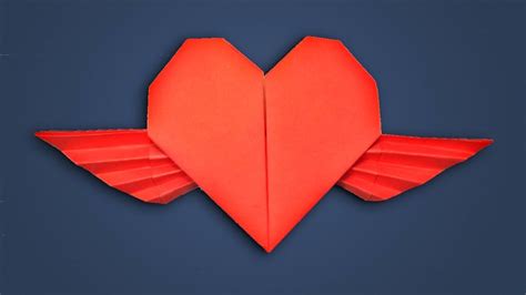 How To Make Paper Heart With Wings For Valentines Day Origami Winged