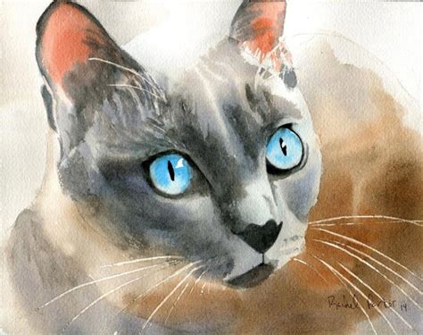 Tonkinese Tonk Siamese Cat Art Print Of A Watercolor Painting Etsy
